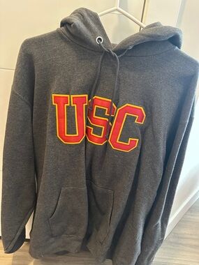 Champion Grey Hoodie with Red and Gold USC Logo
